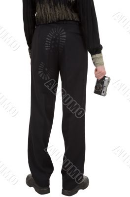 Fired photographer standing a back with camera