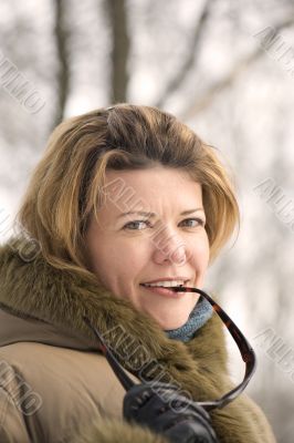 Woman in sun glasses macro
