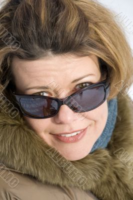 Woman on sun glasses closeup