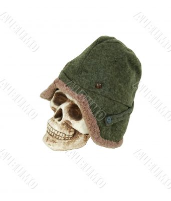 Wool military hat on skull