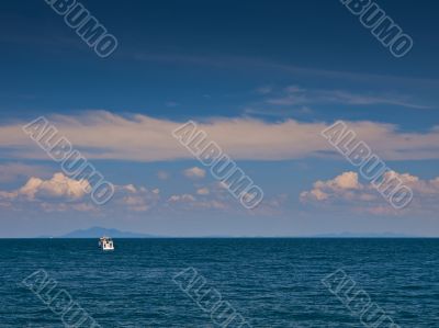 Alone white boat