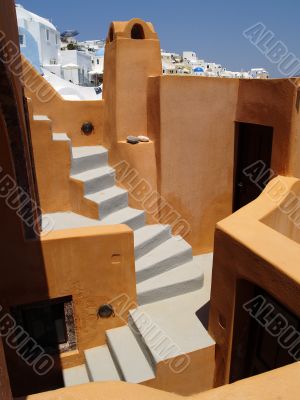 Colorful orange view on Santorini, Greece