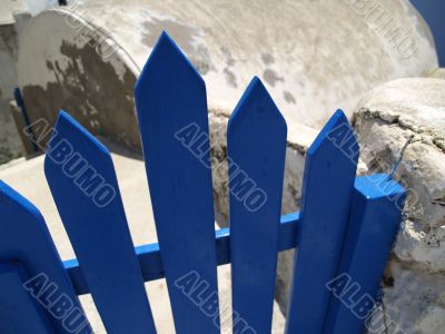 Blue gate on Santorini island