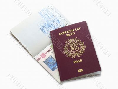 Russian visa and Estonian passport