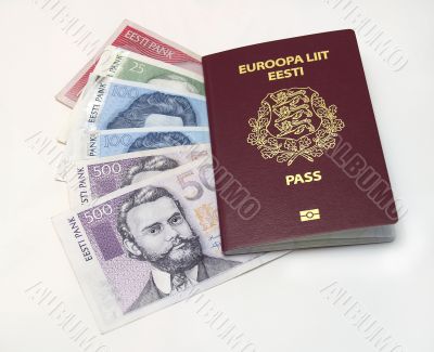 Estonian passport and money