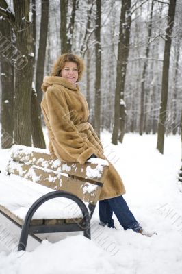 portrait woman on bench
