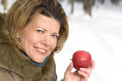 woman with apple