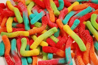 Colorful gummy worms