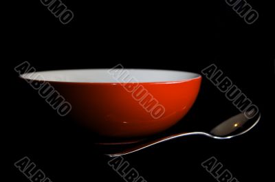 Red Bowl & Silver Spoon