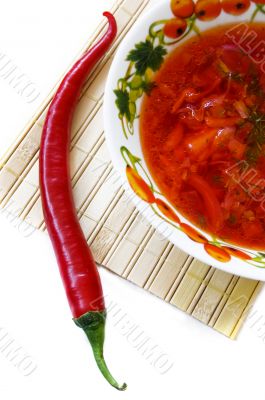 Delicious soup and pepper