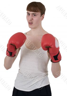 The thin boxer in gloves