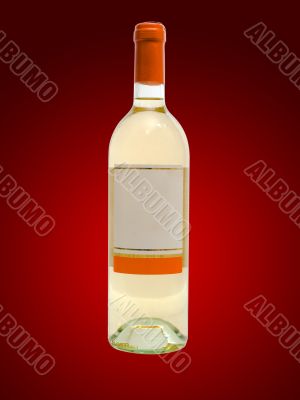 white wine bottle against red