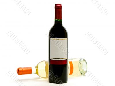 red and white wine bottles