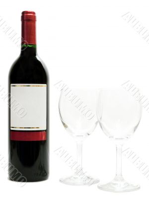 red wine with wineglasses