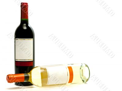 red and white wine bottles