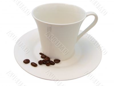 coffee beans and cup