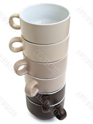 tower of coffee cups