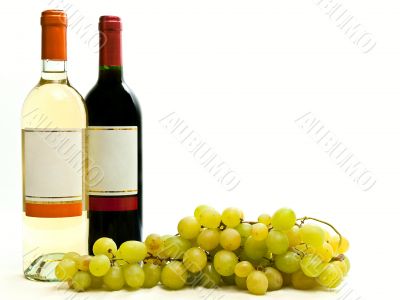  red and white wine with vine