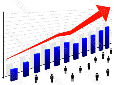 Graph with red arrow and people