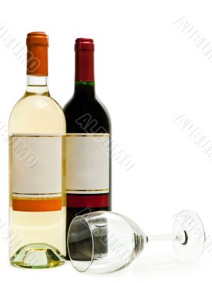 white and red wine with wineglass