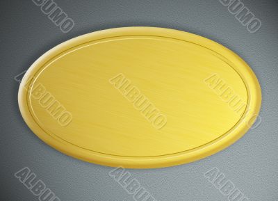 Round golden frame against metal background