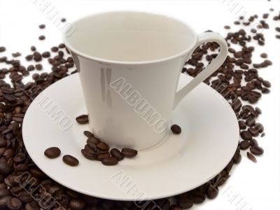 coffee beans and cup