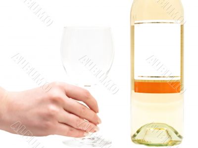white wine with wineglass in hand