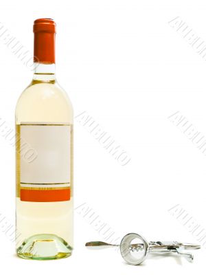 white wine bottles with corkscrew