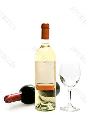  white and red wine with wineglass