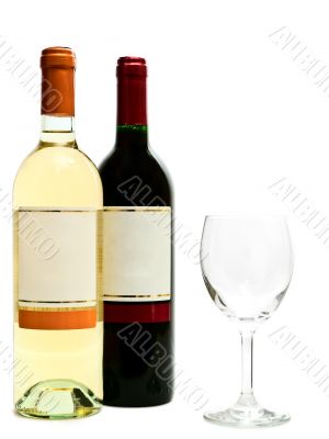 white and red wine with wineglass