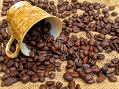 cup and spilled coffe