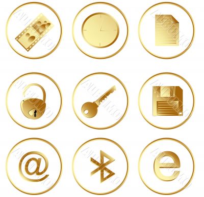 Vector gold round web buttons set 3