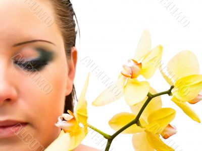 woman and orchid