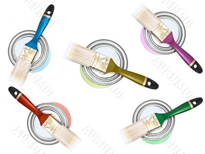 color cans with bristles
