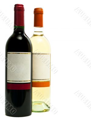 red and white wine bottles