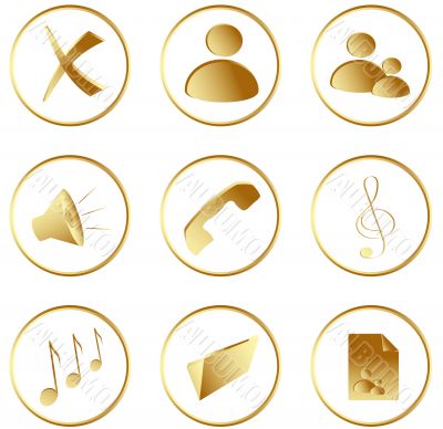 Vector  gold round web buttons set2
