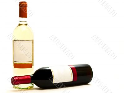 red and white wine bottles