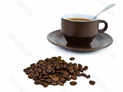 cup of coffee and beans
