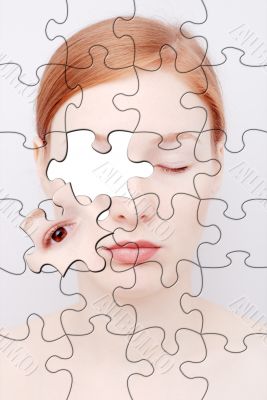 Puzzle. Portrait of the woman
