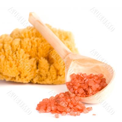 sponge and bath salt
