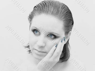 woman face in grey
