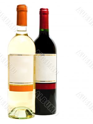 red and white wine bottles