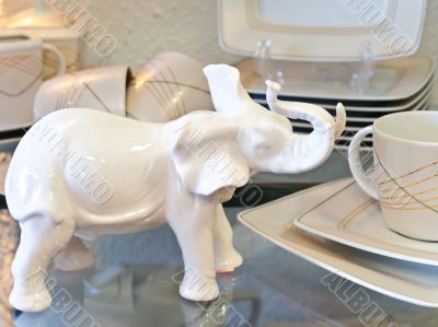 porcelain elephant and tea service