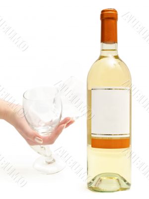 white wine with wineglass in hand