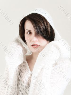 young woman in white