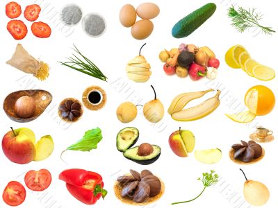 set from different food items