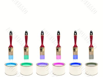 bristles and cans with colors