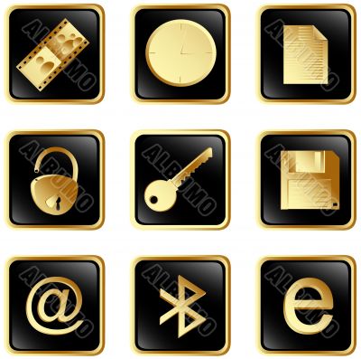 Vector black square web buttons set 3