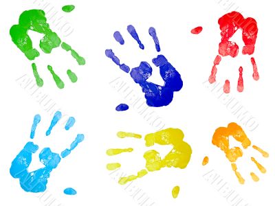 multicolored hand prints