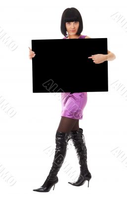 beautiful woman with big black billboard